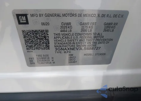 2020 Chevrolet Equinox Fwd Premier 1.5L Turbo from USA, damaged, VIN 3GNAXNEV3LS688727